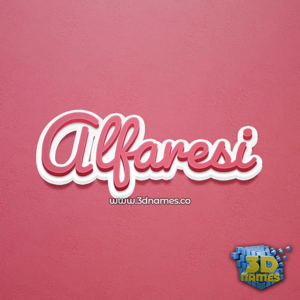 alfaresi in Red Scribble style - 3D name wallpaper