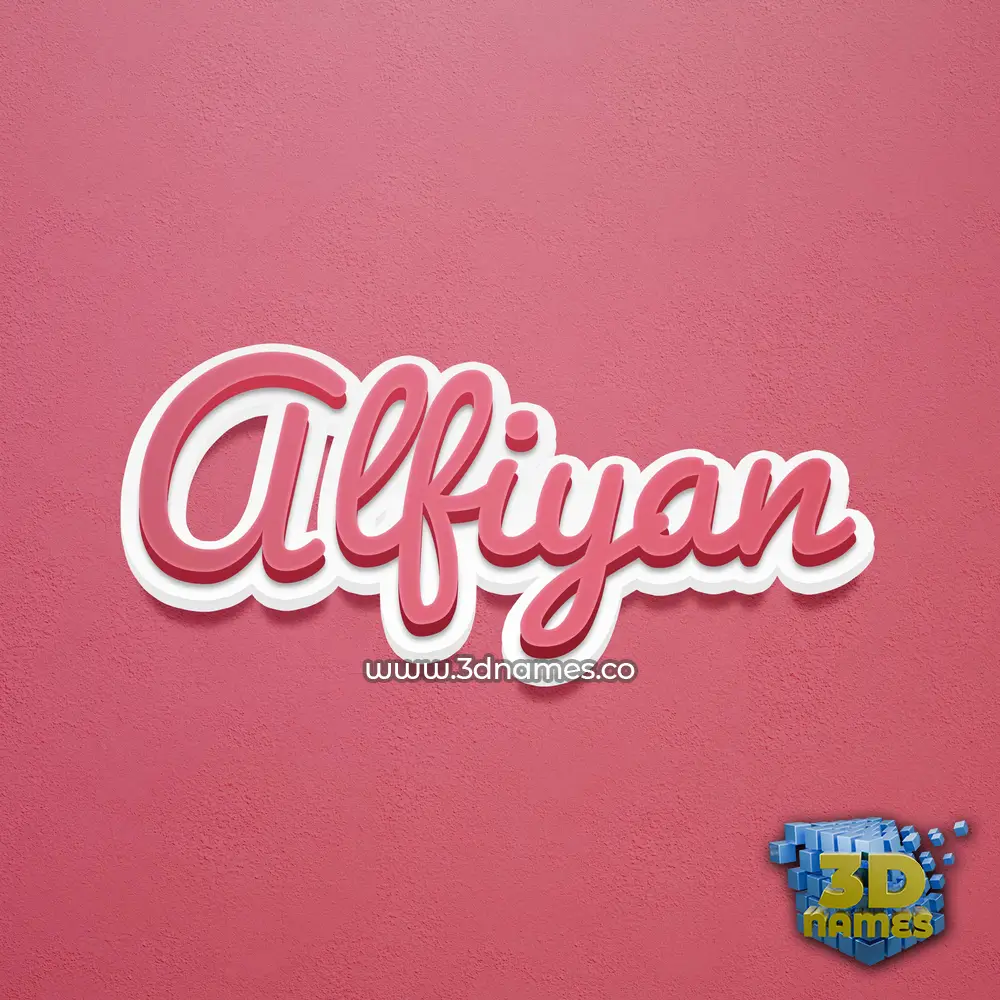 alfiyan in Red Scribble style - 3D name wallpaper