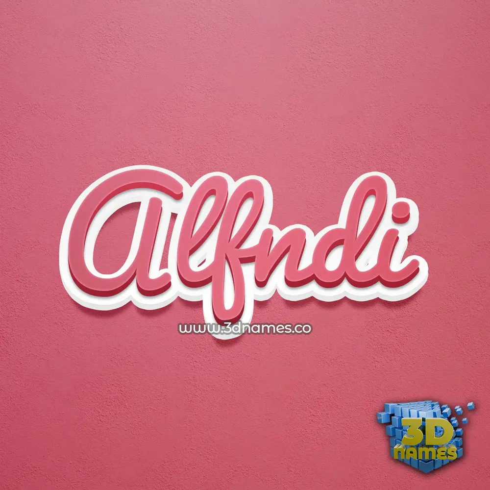 alfndi in Red Scribble style - 3D name wallpaper
