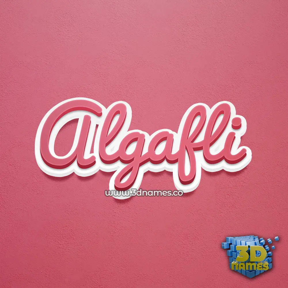 algafli in Red Scribble style - 3D name wallpaper