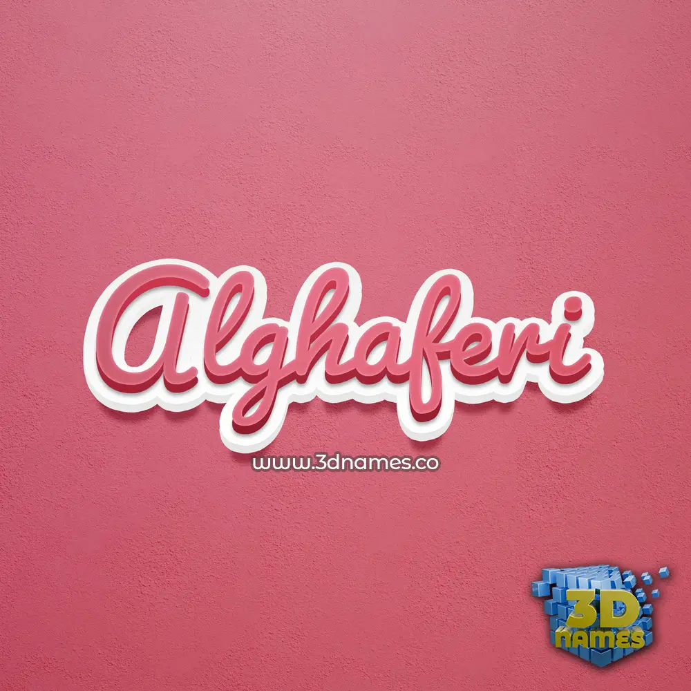 alghaferi in Red Scribble style - 3D name wallpaper