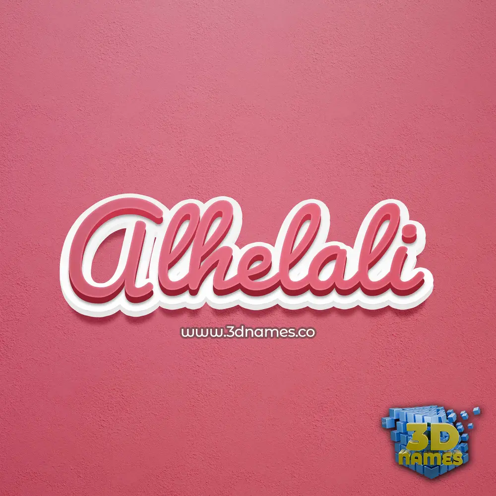 alhelali in Red Scribble style - 3D name wallpaper