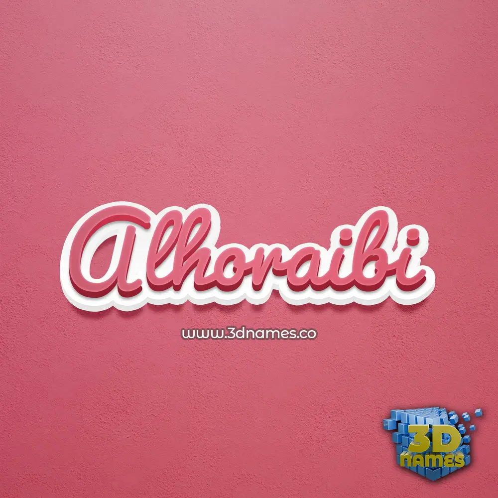 alhoraibi in Red Scribble style - 3D name wallpaper