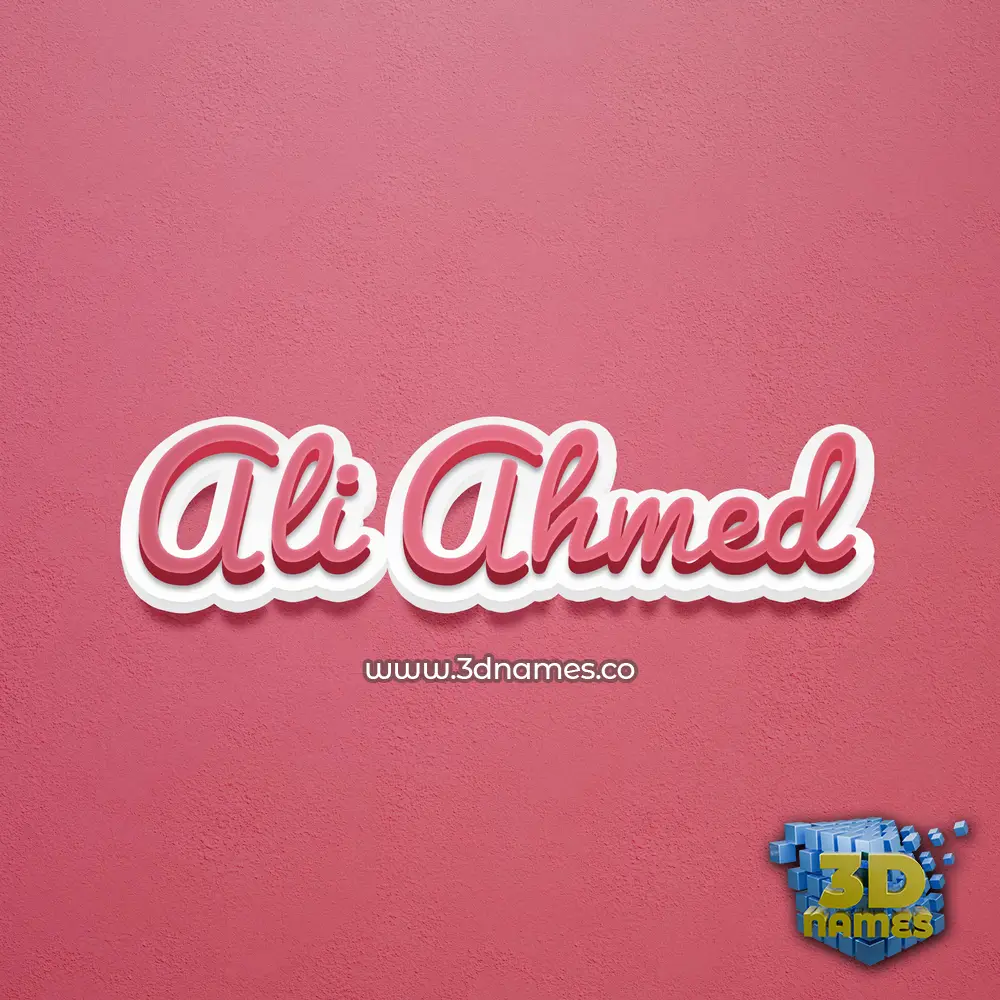 ali ahmed in Red Scribble style - 3D name wallpaper
