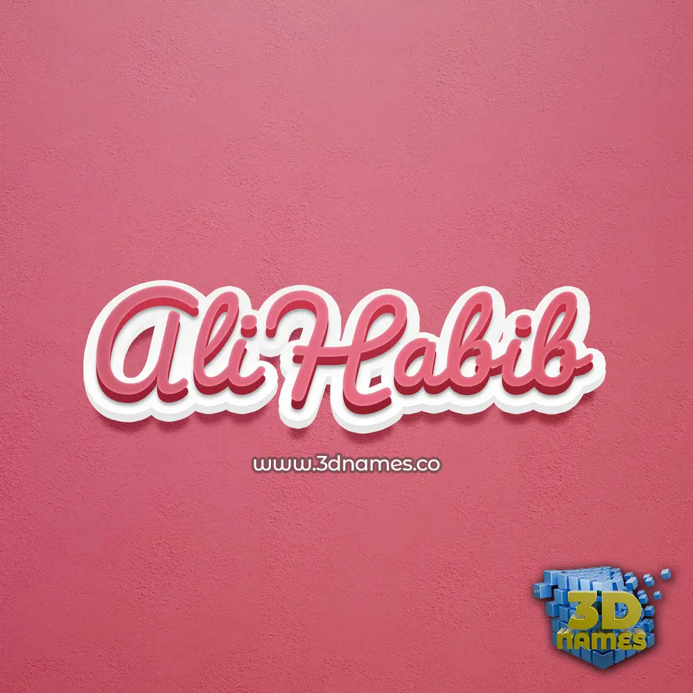 ali habib in Red Scribble style - 3D name wallpaper
