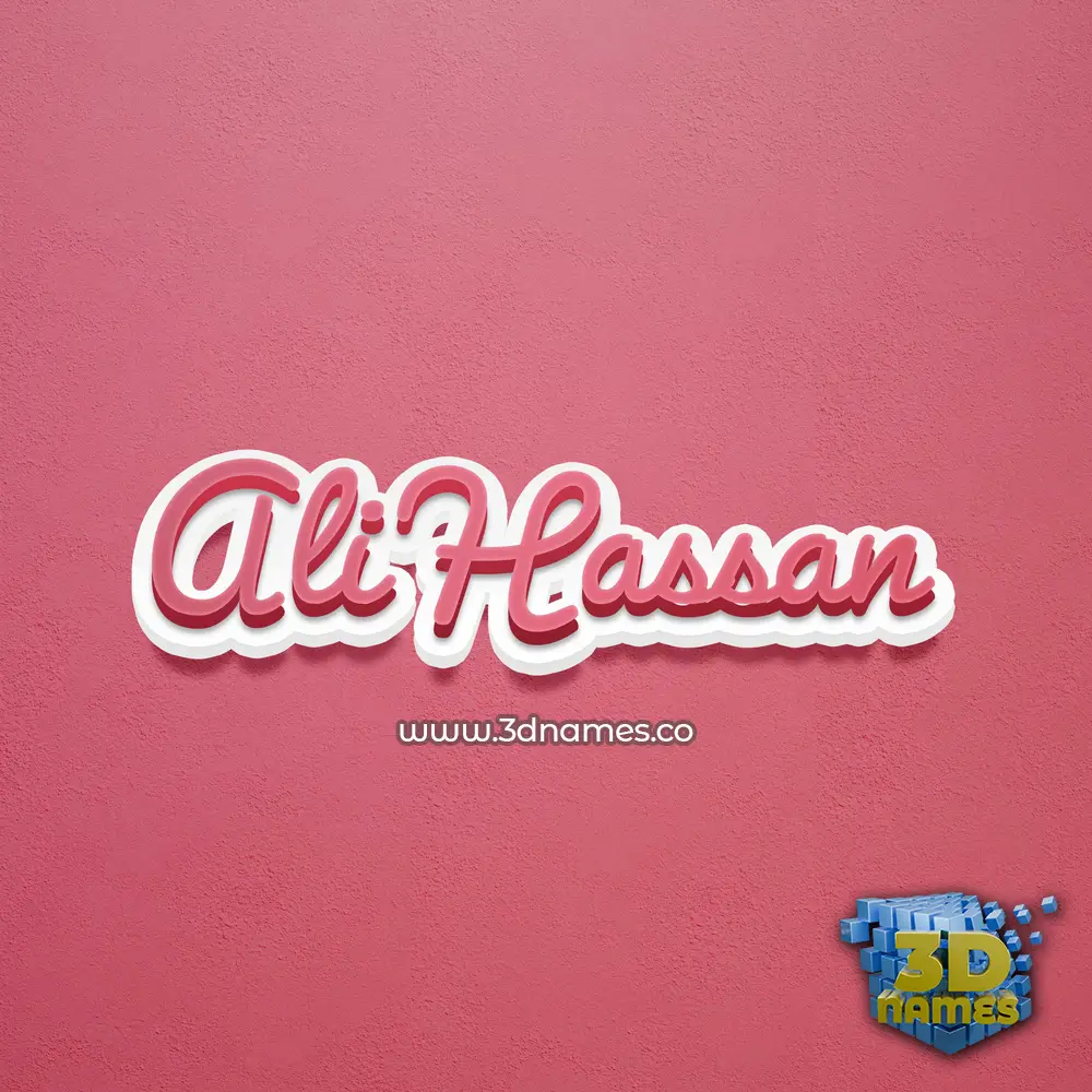 ali hassan in Red Scribble style - 3D name wallpaper