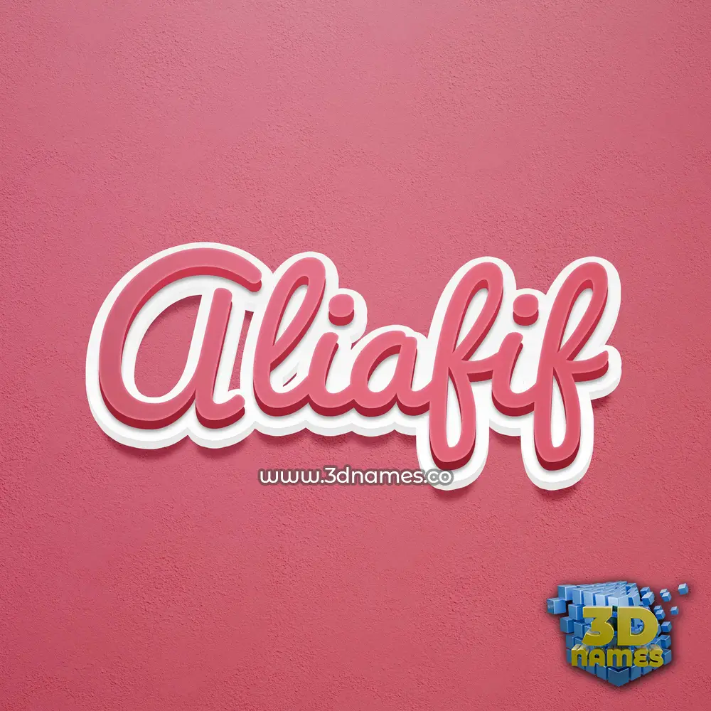 aliafif in Red Scribble style - 3D name wallpaper