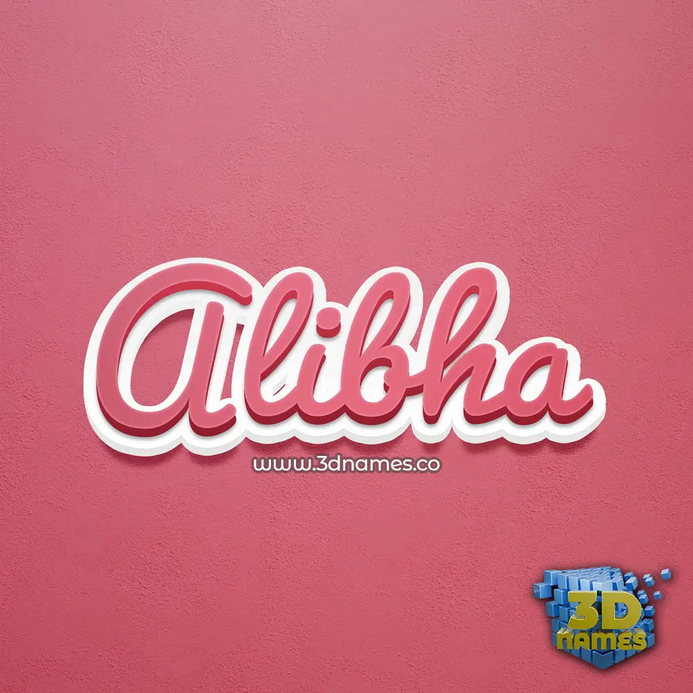 alibha in Red Scribble style - 3D name wallpaper