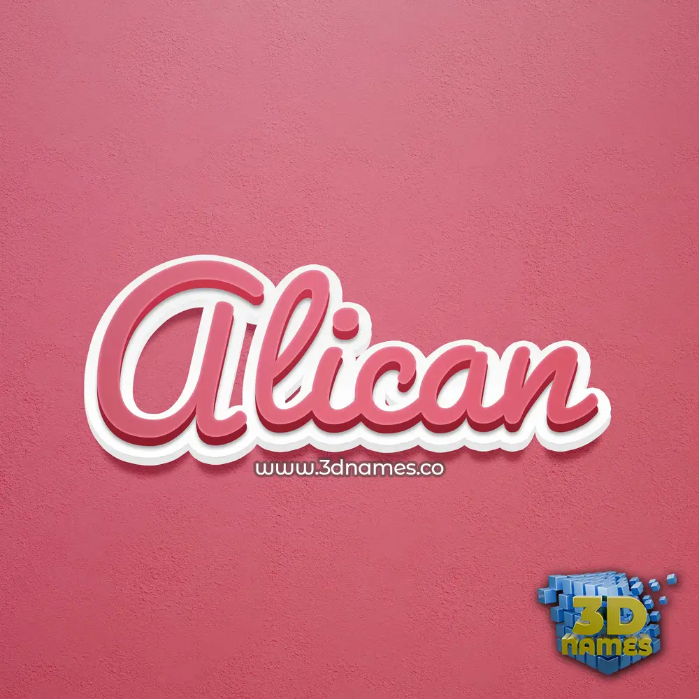 alican in Red Scribble style - 3D name wallpaper
