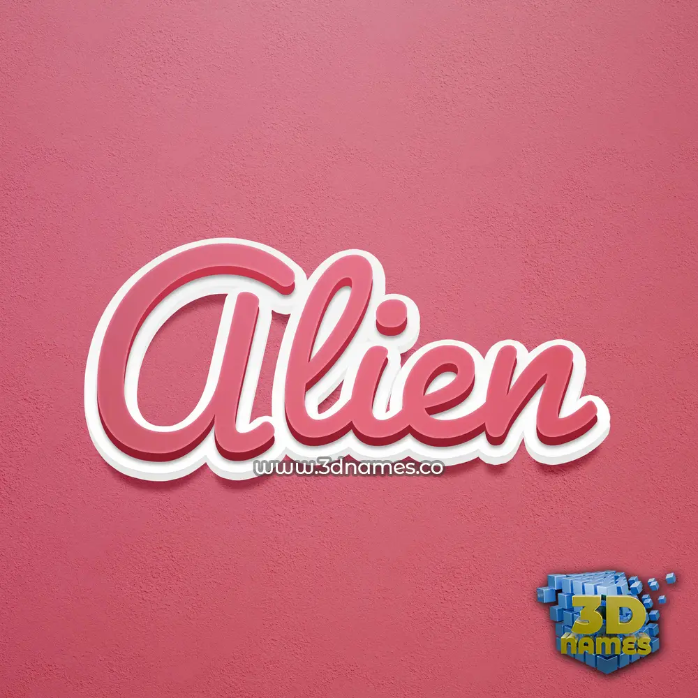 alien in Red Scribble style - 3D name wallpaper