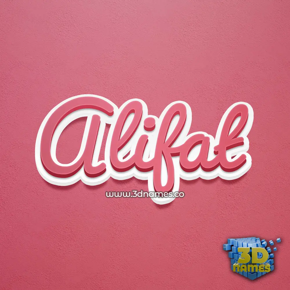 alifat in Red Scribble style - 3D name wallpaper
