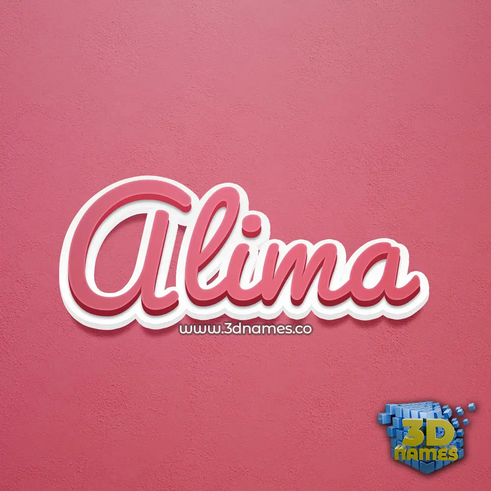 alima in Red Scribble style - 3D name wallpaper