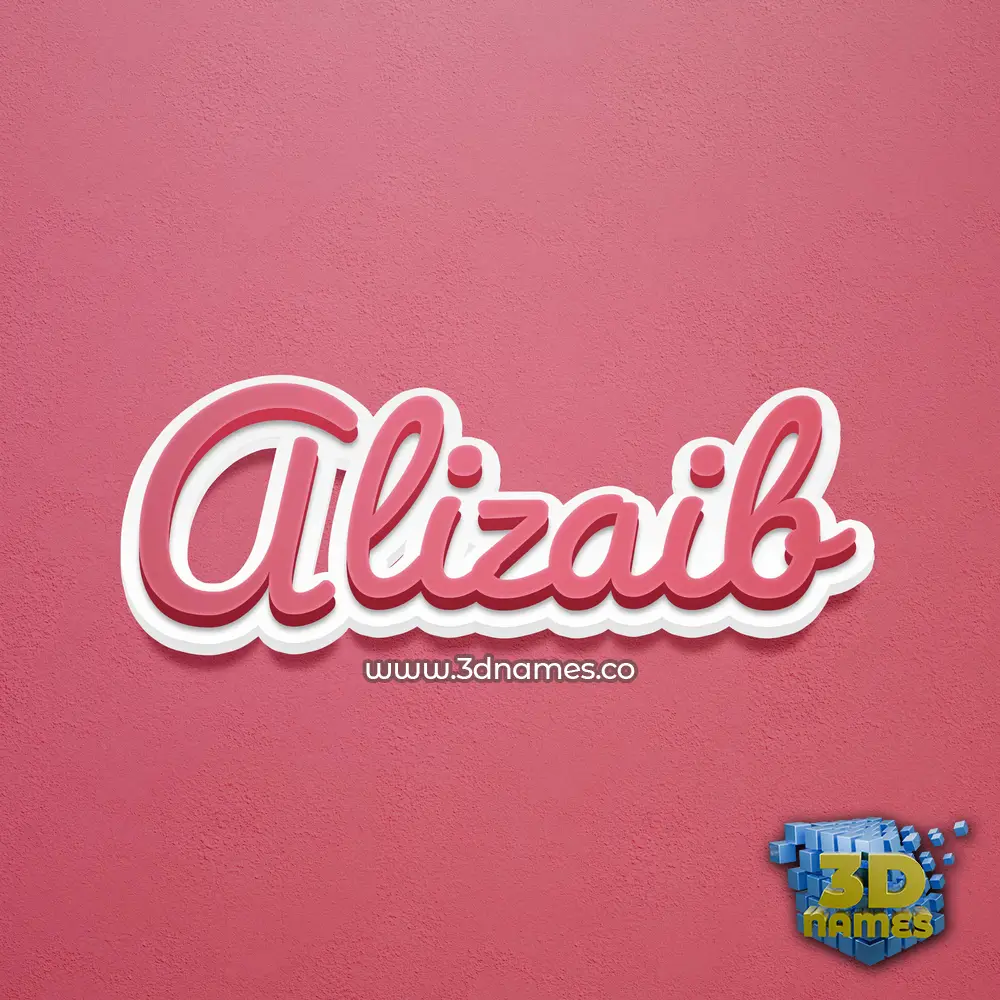 alizaib in Red Scribble style - 3D name wallpaper