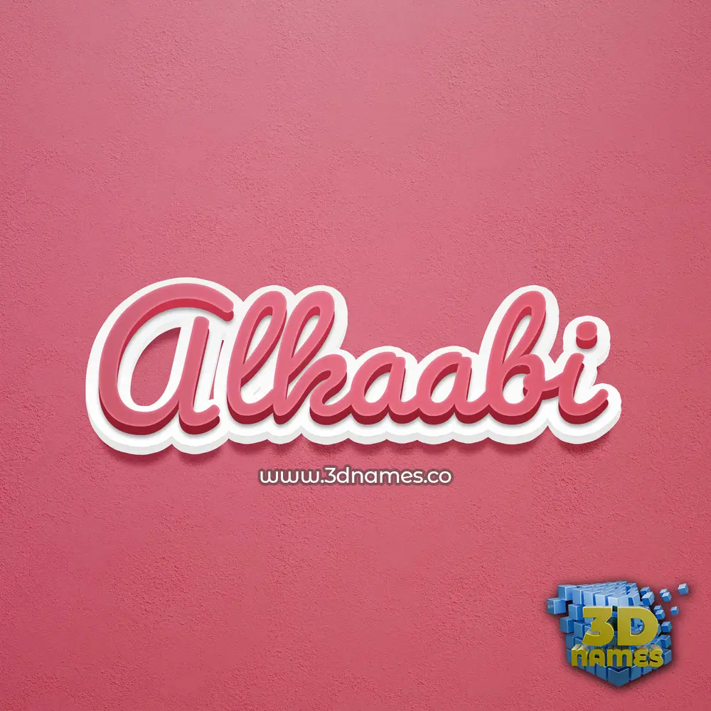alkaabi in Red Scribble style - 3D name wallpaper
