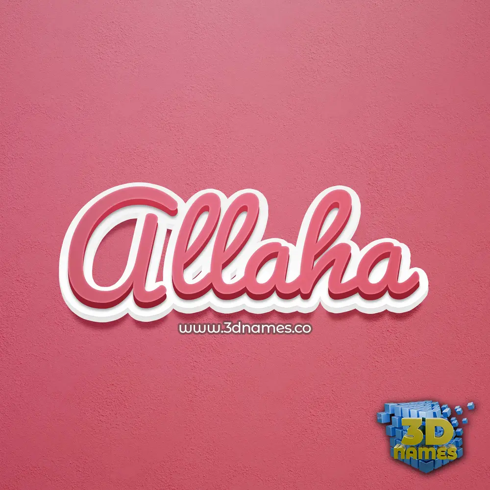 allaha in Red Scribble style - 3D name wallpaper