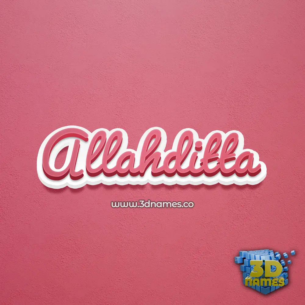 allahditta in Red Scribble style - 3D name wallpaper