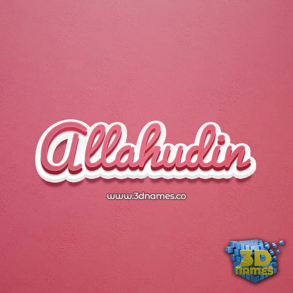 allahudin in Red Scribble style - 3D name wallpaper