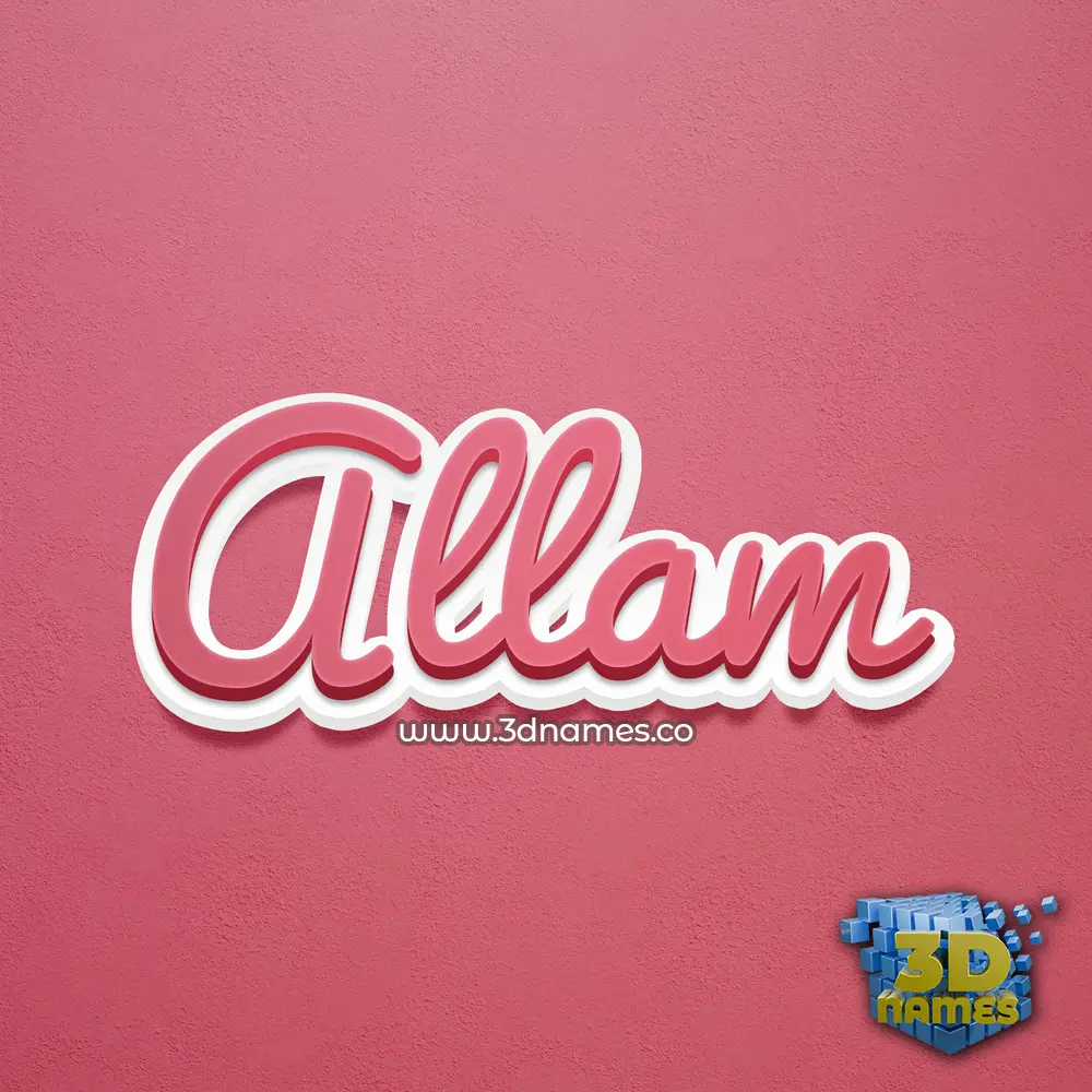 allam in Red Scribble style - 3D name wallpaper