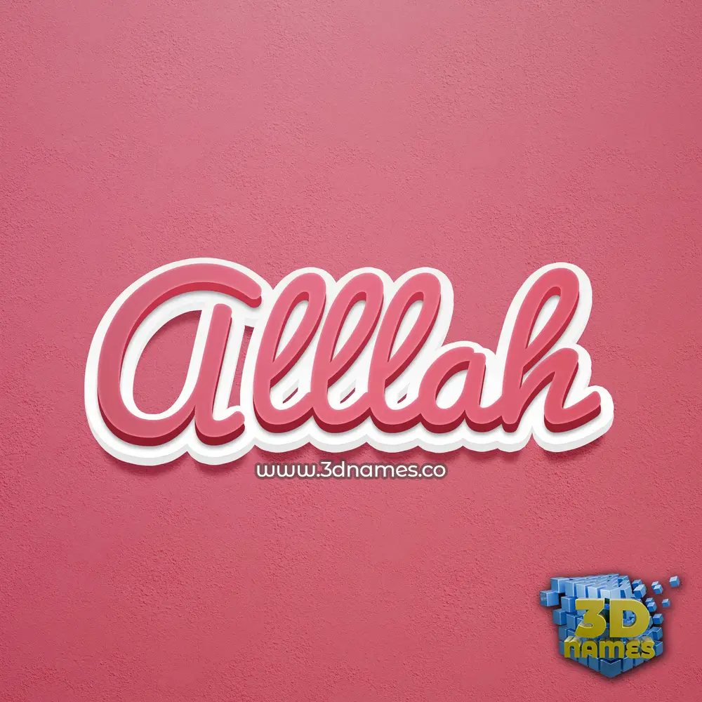alllah in Red Scribble style - 3D name wallpaper