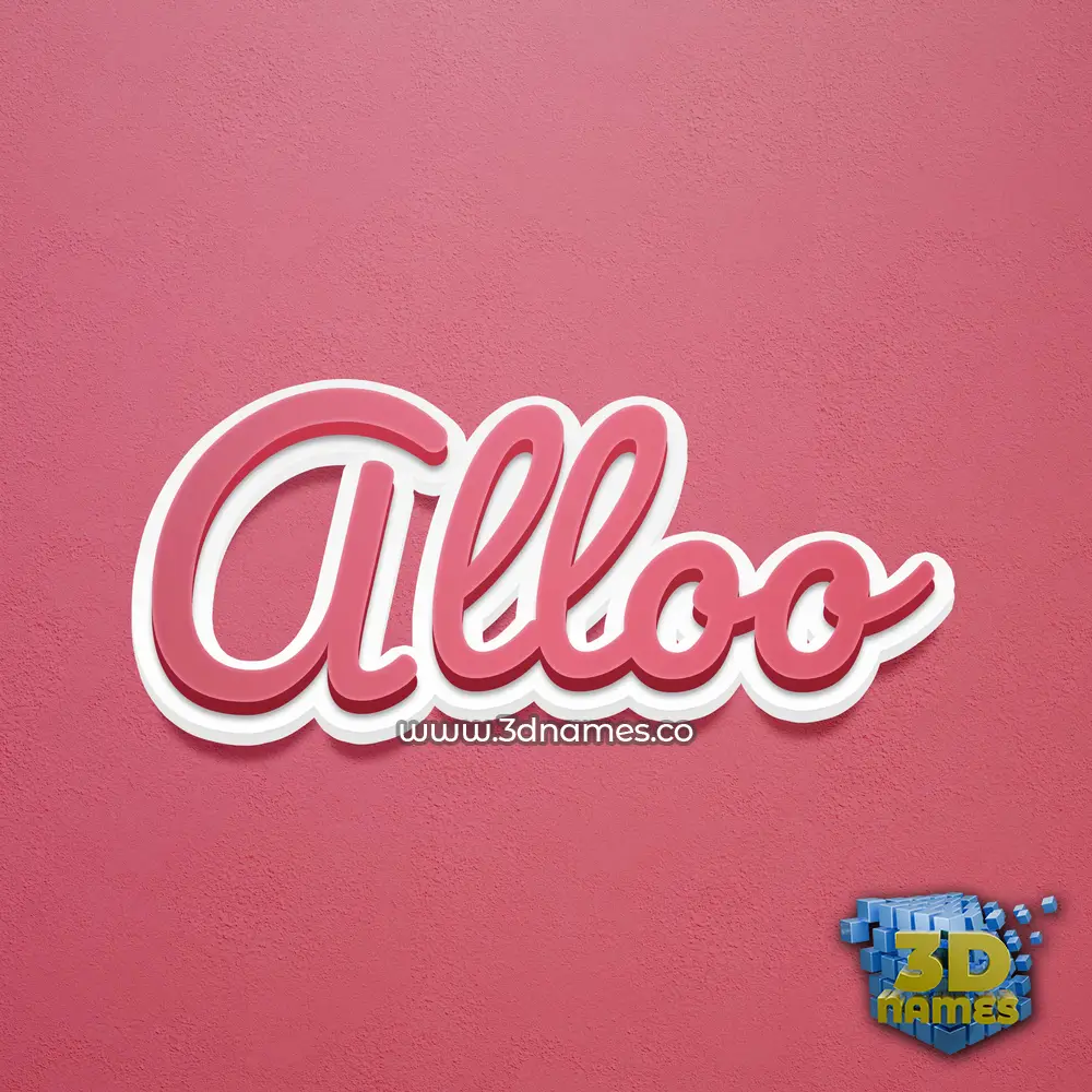 alloo in Red Scribble style - 3D name wallpaper