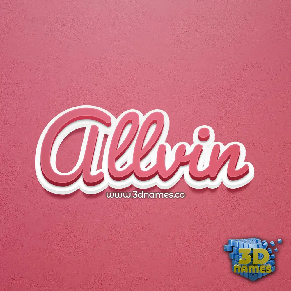 allvin in Red Scribble style - 3D name wallpaper
