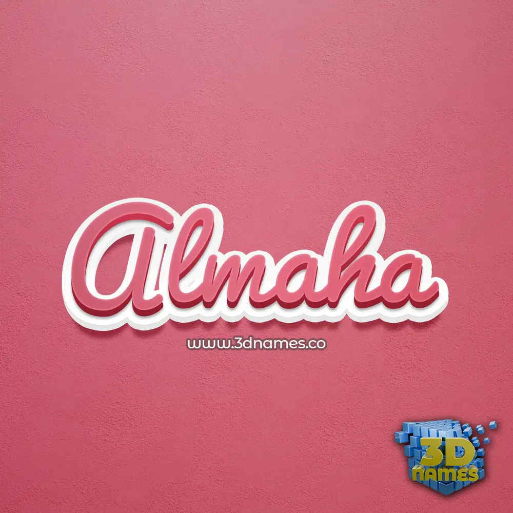 almaha in Red Scribble style - 3D name wallpaper