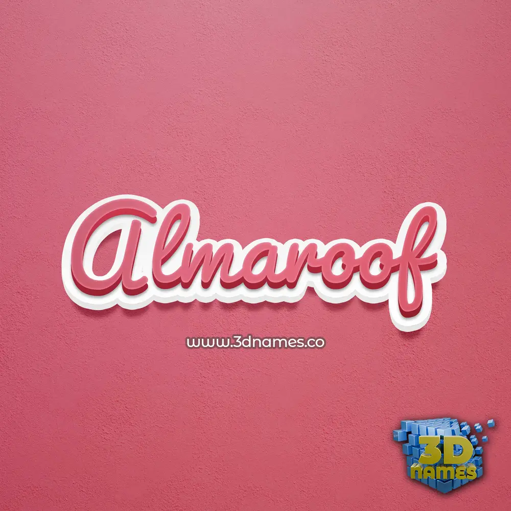 almaroof in Red Scribble style - 3D name wallpaper