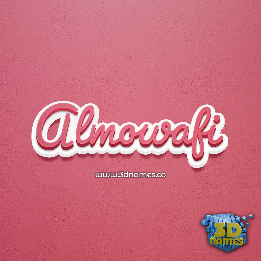 almowafi in Red Scribble style - 3D name wallpaper