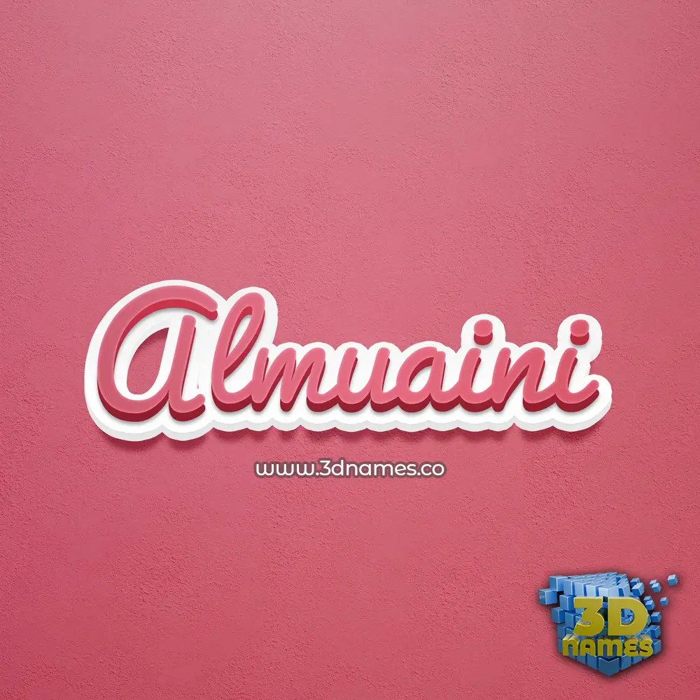 almuaini in Red Scribble style - 3D name wallpaper