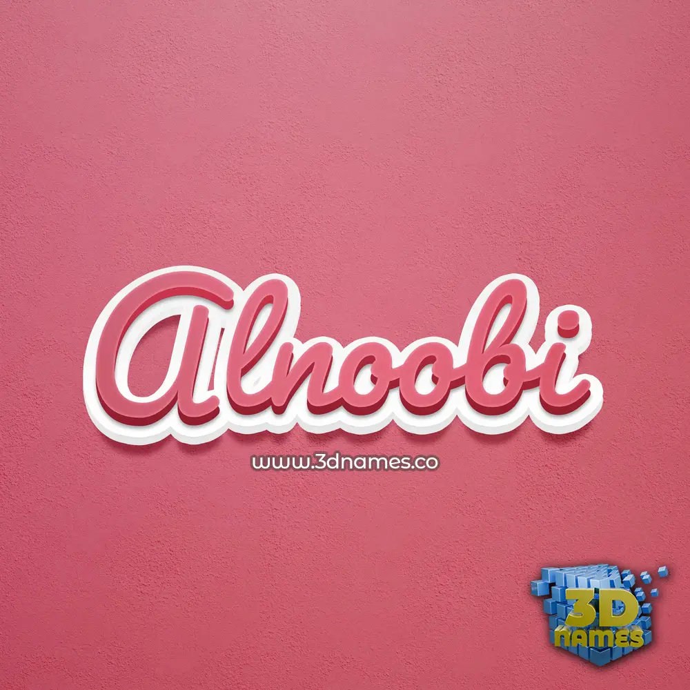 alnoobi in Red Scribble style - 3D name wallpaper