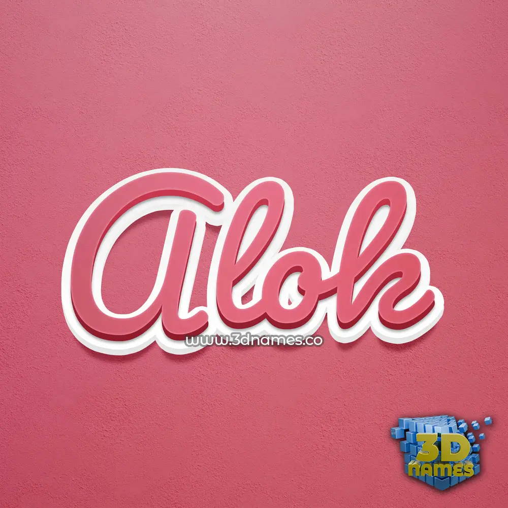 alok in Red Scribble style - 3D name wallpaper