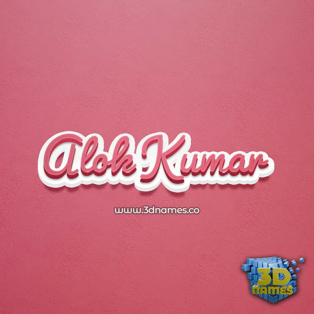 alok kumar in Red Scribble style - 3D name wallpaper