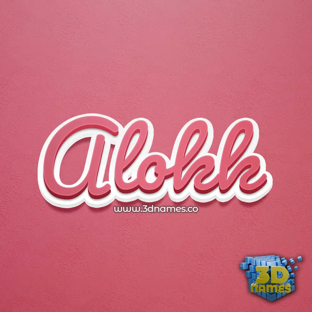 alokk in Red Scribble style - 3D name wallpaper