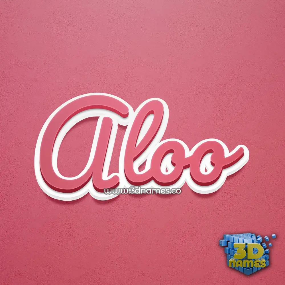 aloo in Red Scribble style - 3D name wallpaper