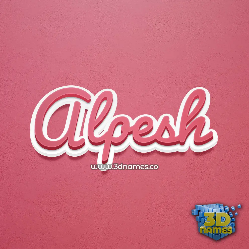 alpesh in Red Scribble style - 3D name wallpaper
