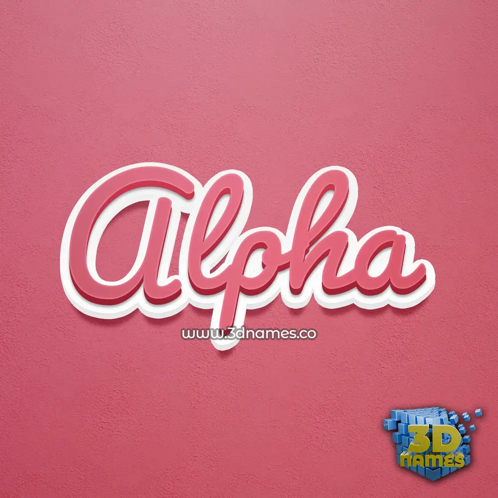 alpha in Red Scribble style - 3D name wallpaper