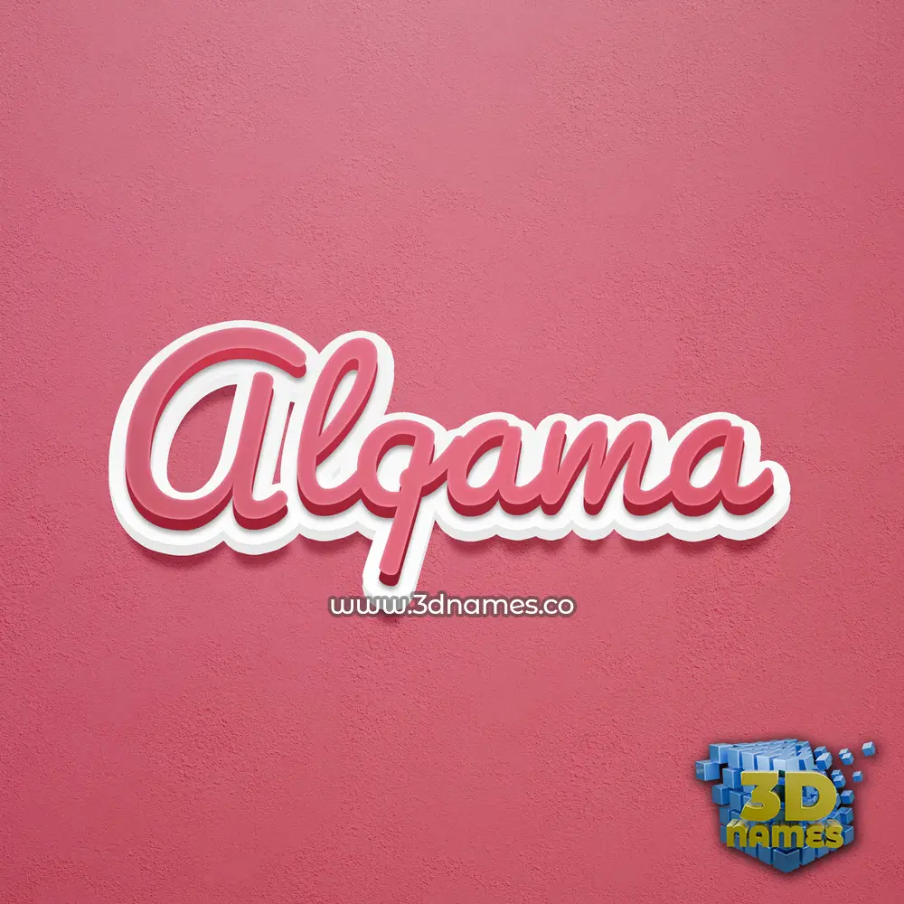 alqama in Red Scribble style - 3D name wallpaper