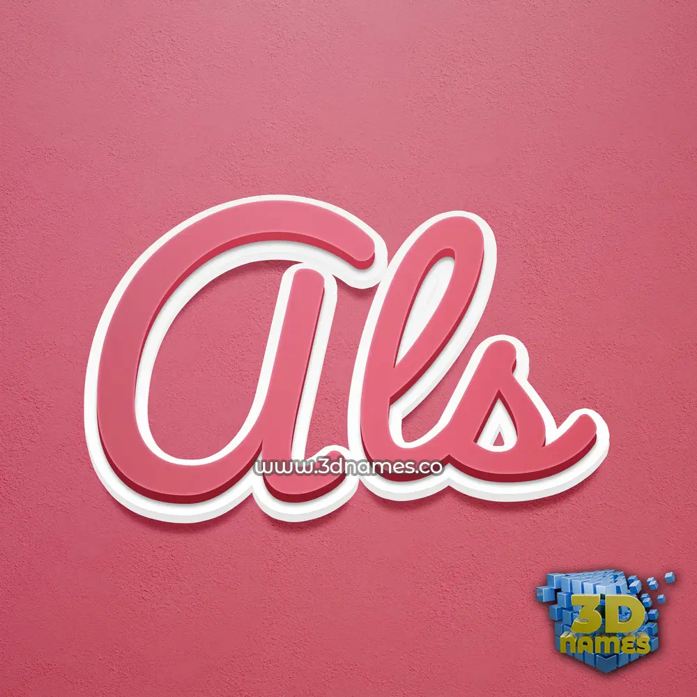 als in Red Scribble style - 3D name wallpaper