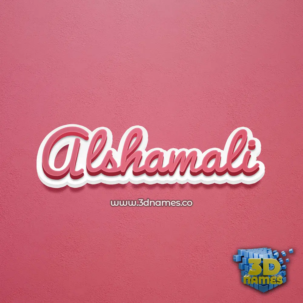 alshamali in Red Scribble style - 3D name wallpaper