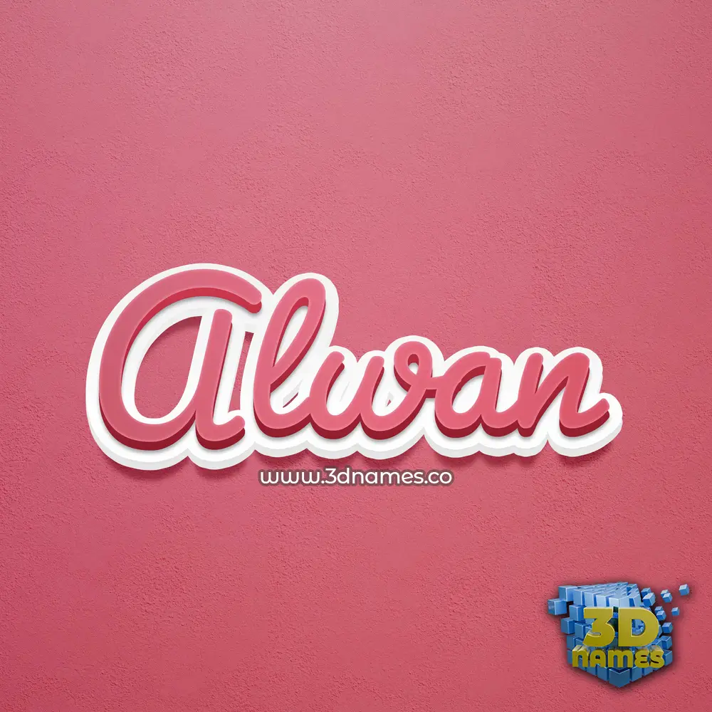 alwan in Red Scribble style - 3D name wallpaper