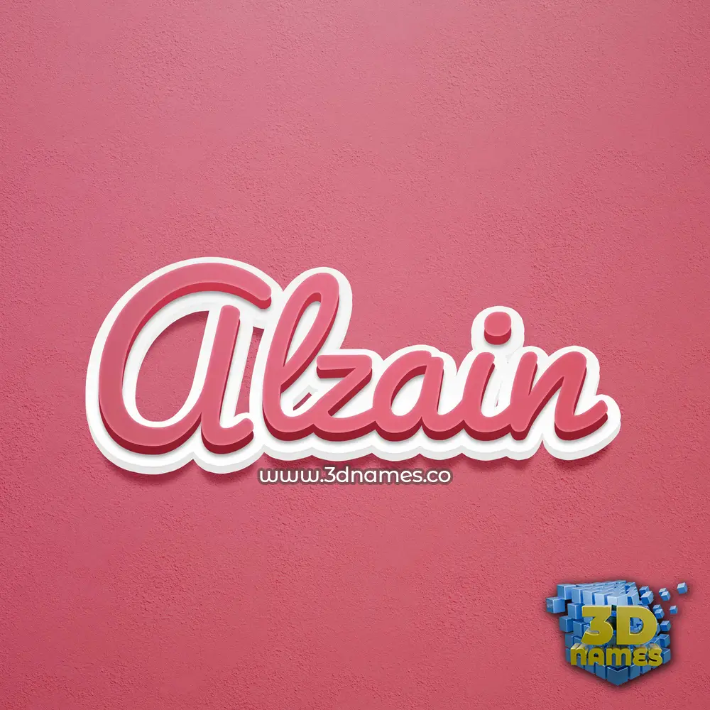 alzain in Red Scribble style - 3D name wallpaper