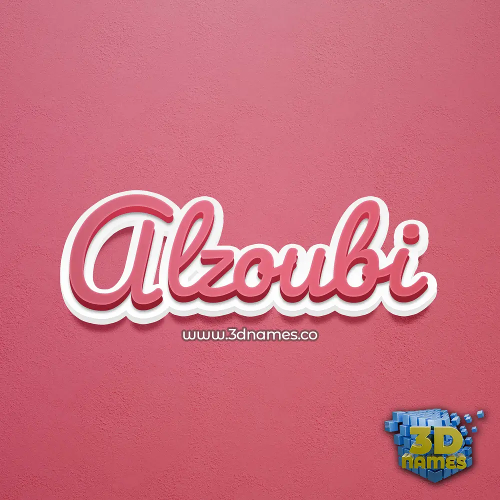 alzoubi in Red Scribble style - 3D name wallpaper