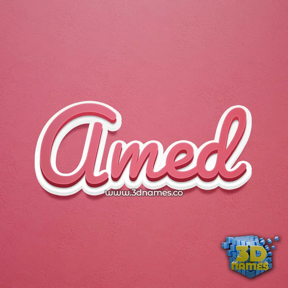 amed in Red Scribble style - 3D name wallpaper