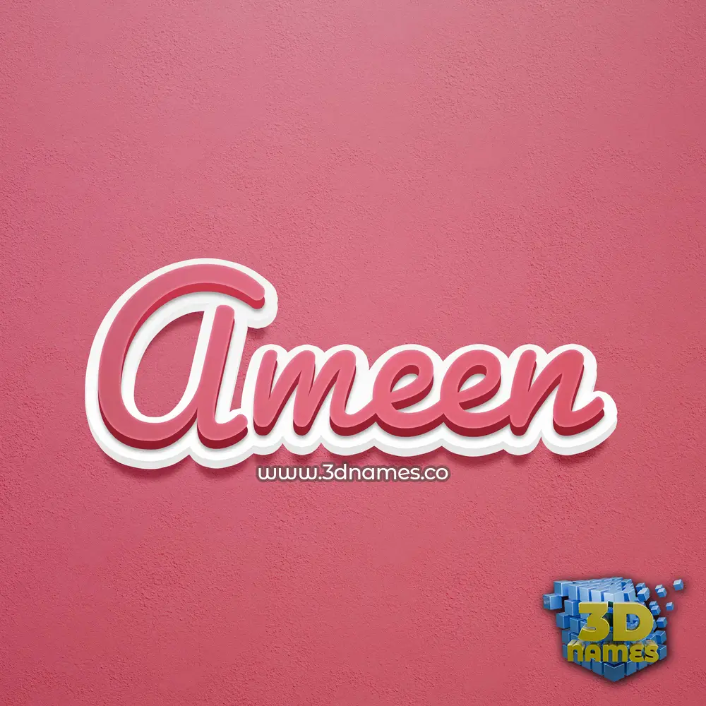 ameen in Red Scribble style - 3D name wallpaper