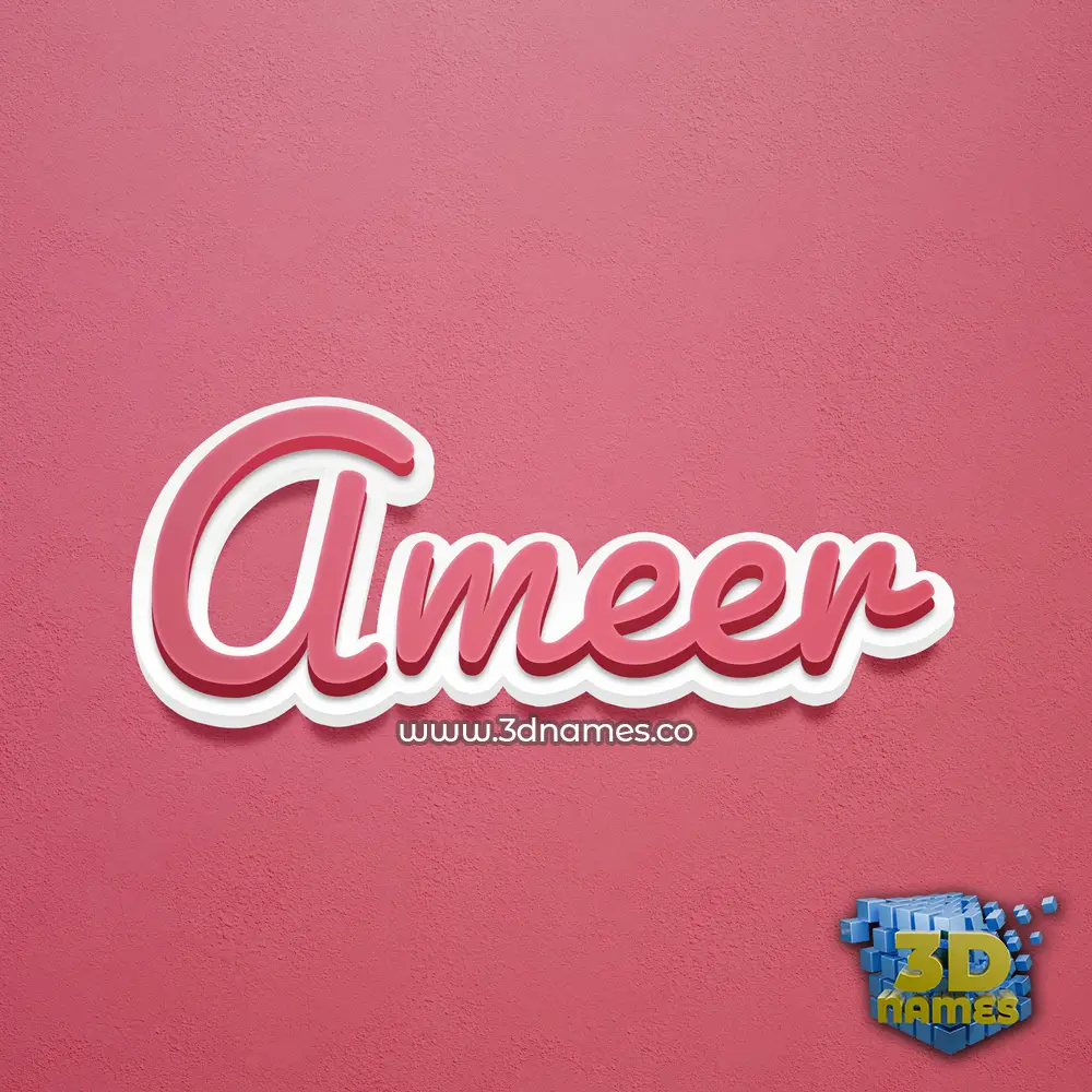 ameer in Red Scribble style - 3D name wallpaper