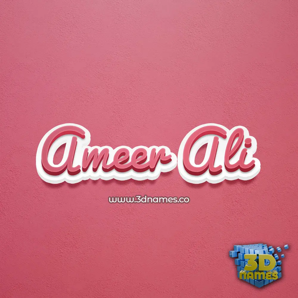 ameer ali in Red Scribble style - 3D name wallpaper
