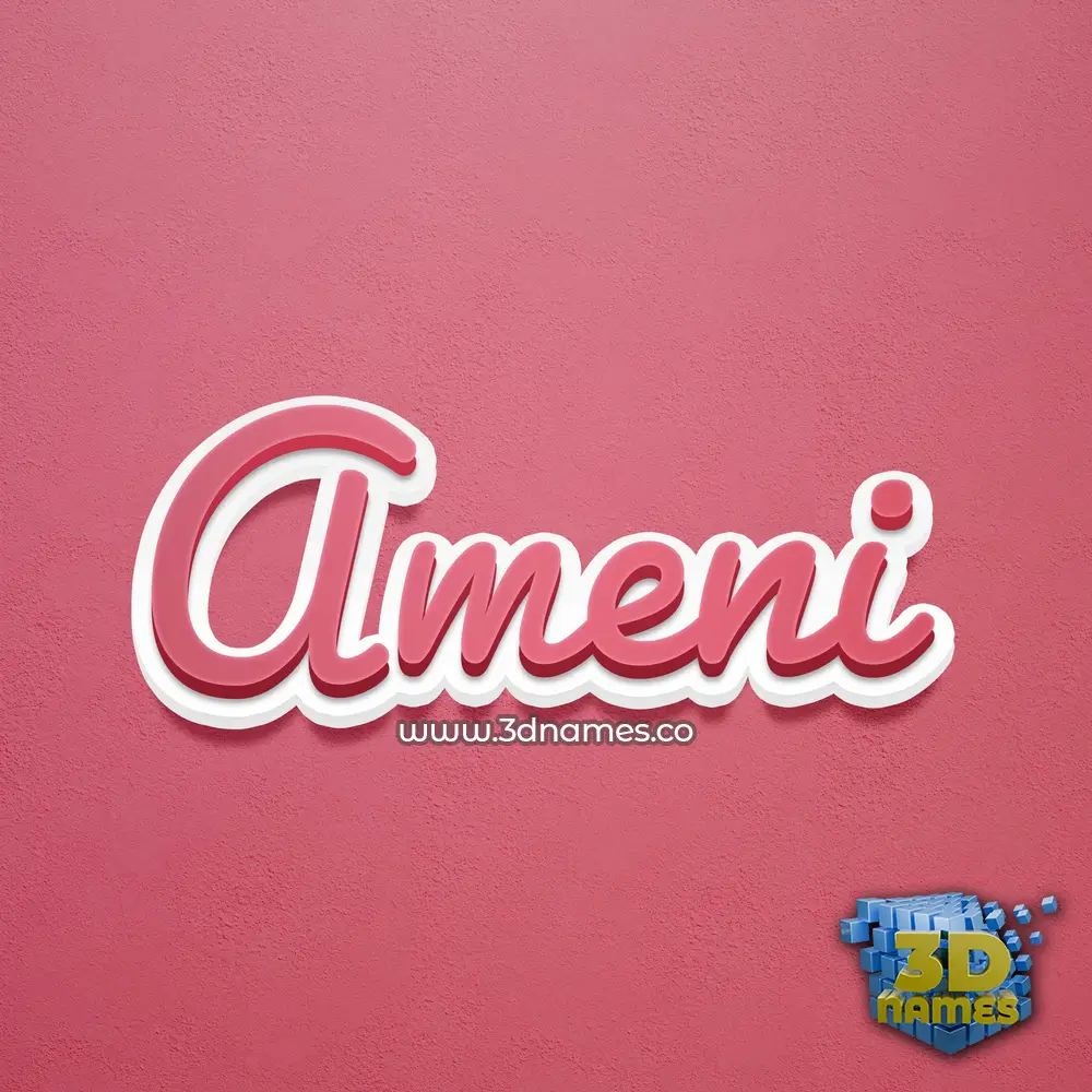 ameni in Red Scribble style - 3D name wallpaper