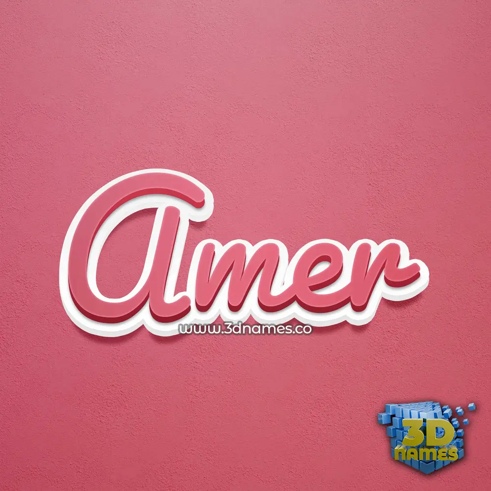 amer in Red Scribble style - 3D name wallpaper