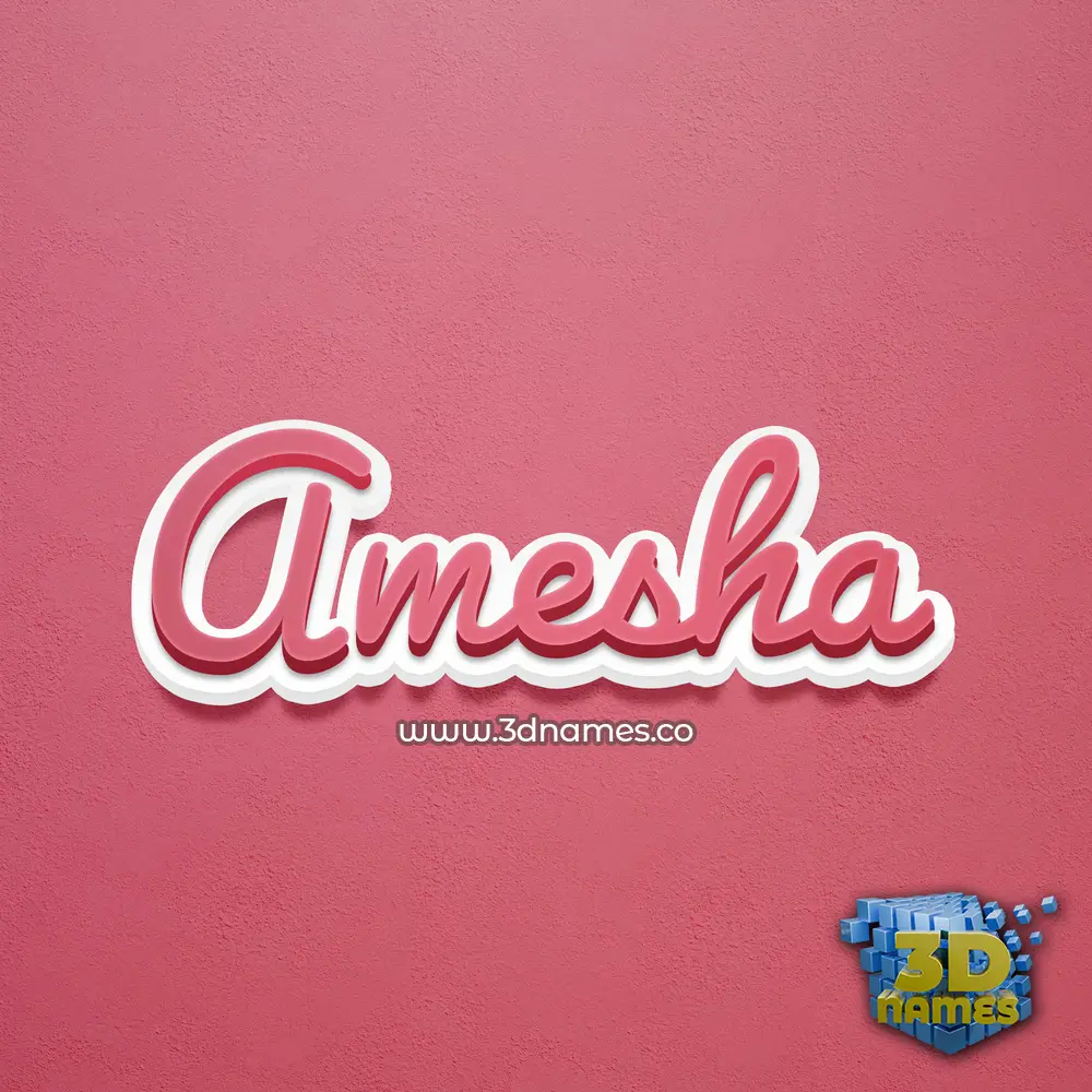 amesha in Red Scribble style - 3D name wallpaper