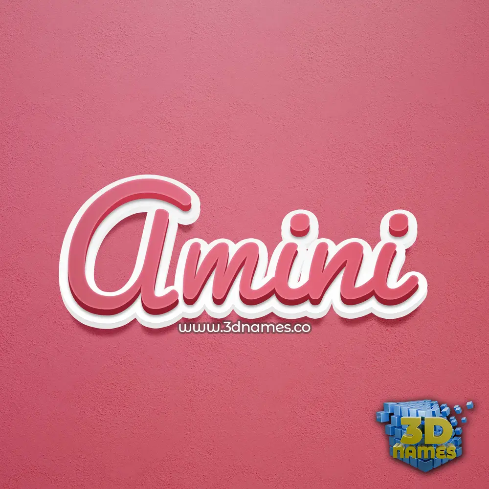 amini in Red Scribble style - 3D name wallpaper